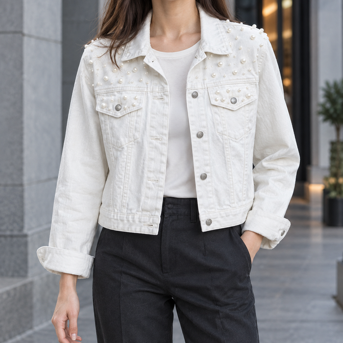 Avaline Beaded Denim Jacket