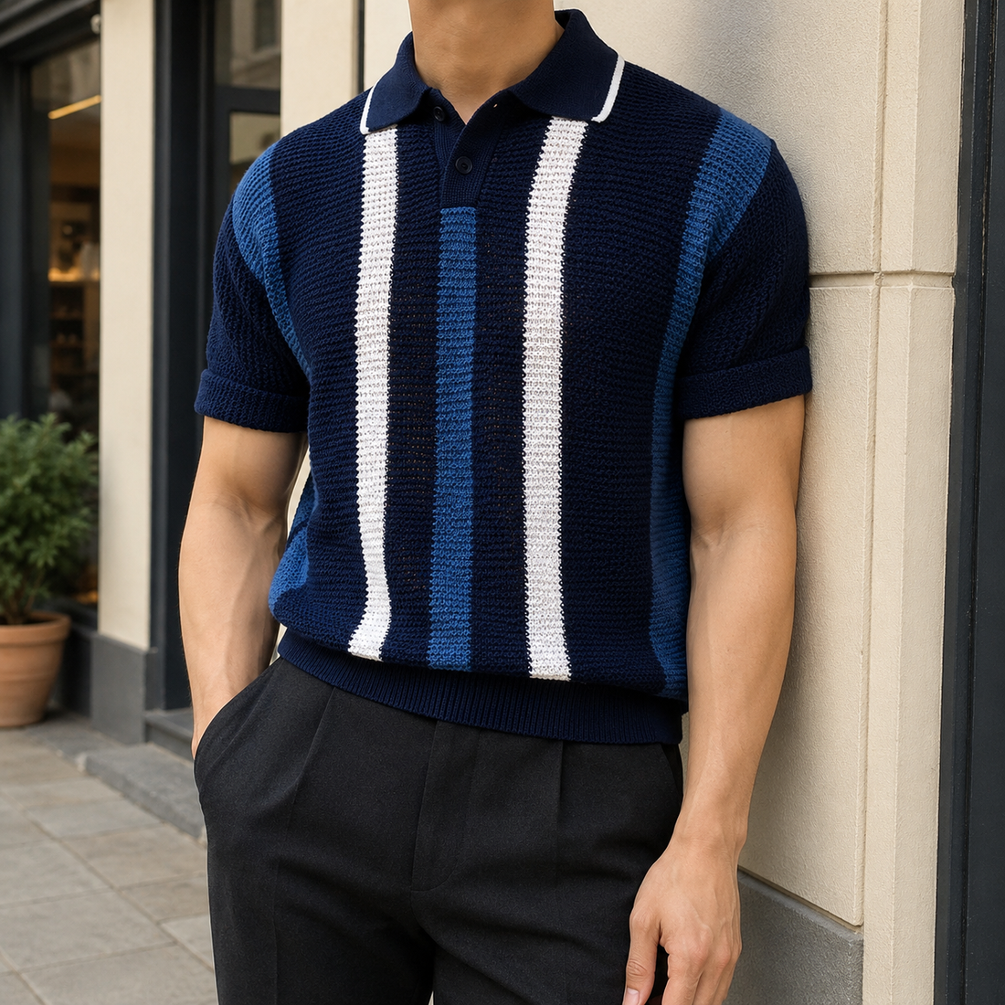 Rufus Striped Sweater - Blue