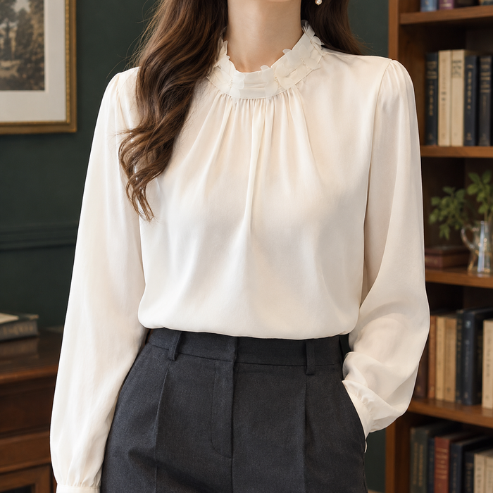 Natalie Ruffle Neck Blouse