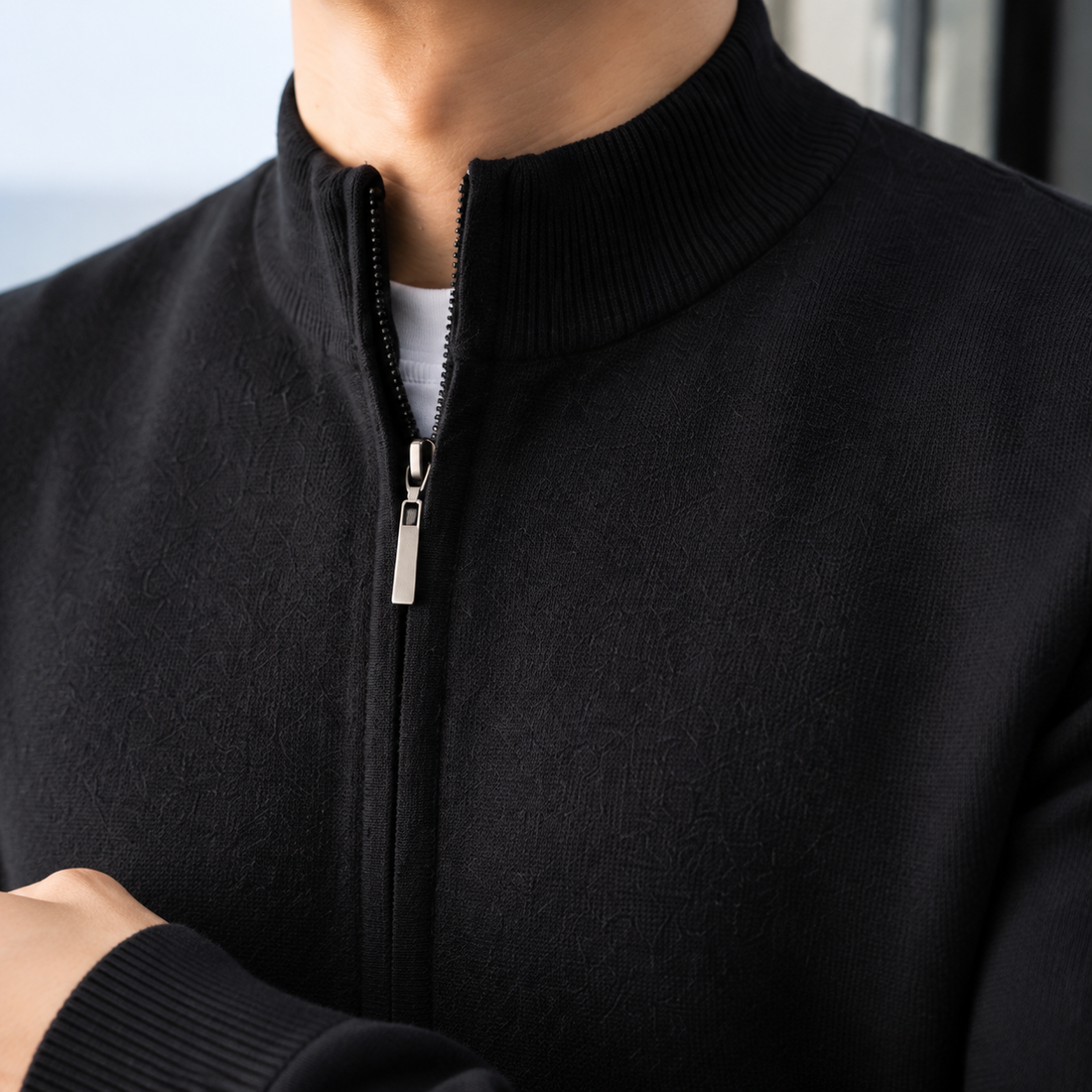 Philip Zip Knit Jacket - Lead Product Detail