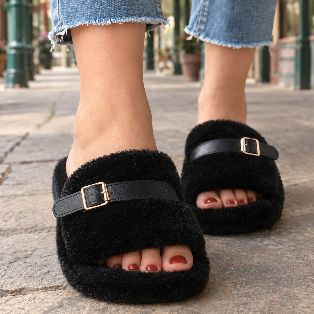Donatelli Buckled Slippers - Lead Product Detail