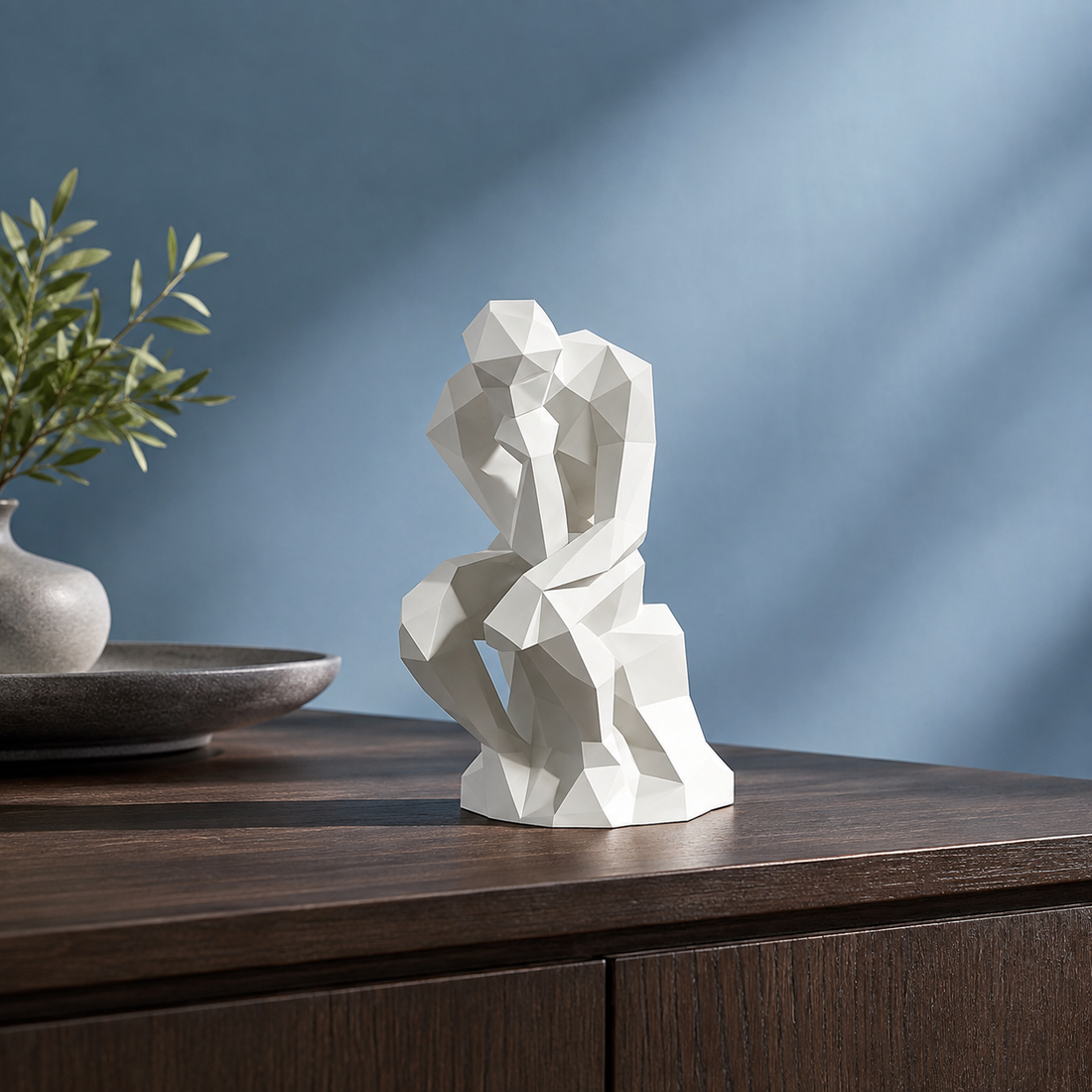 Ellis Polygonal Thinker Statue - White