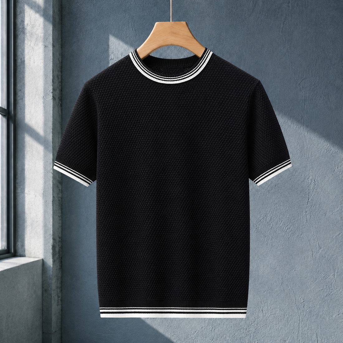 Yannick Textured T-Shirt - Black