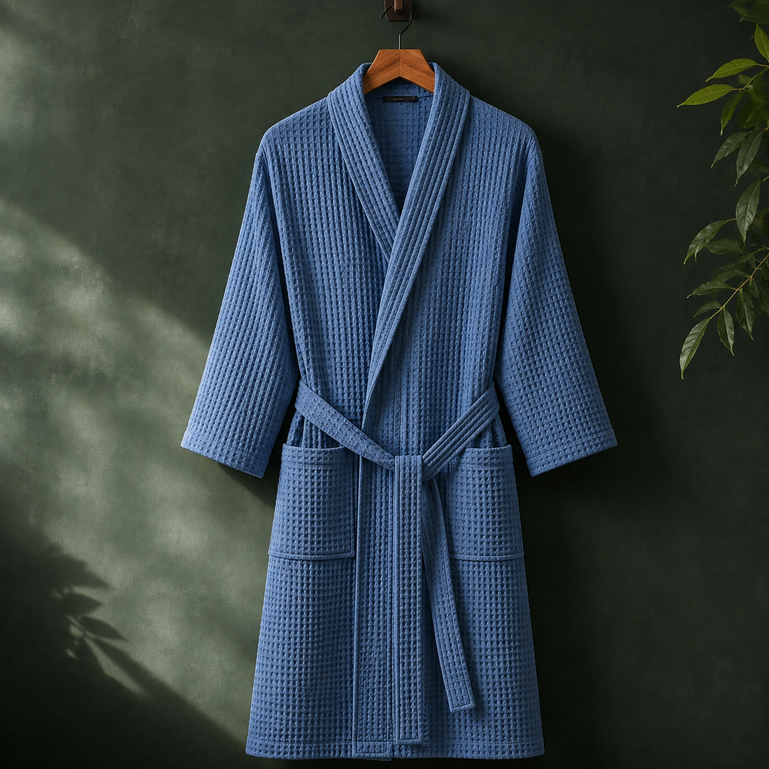 Keaton Waffle Robe - Blue