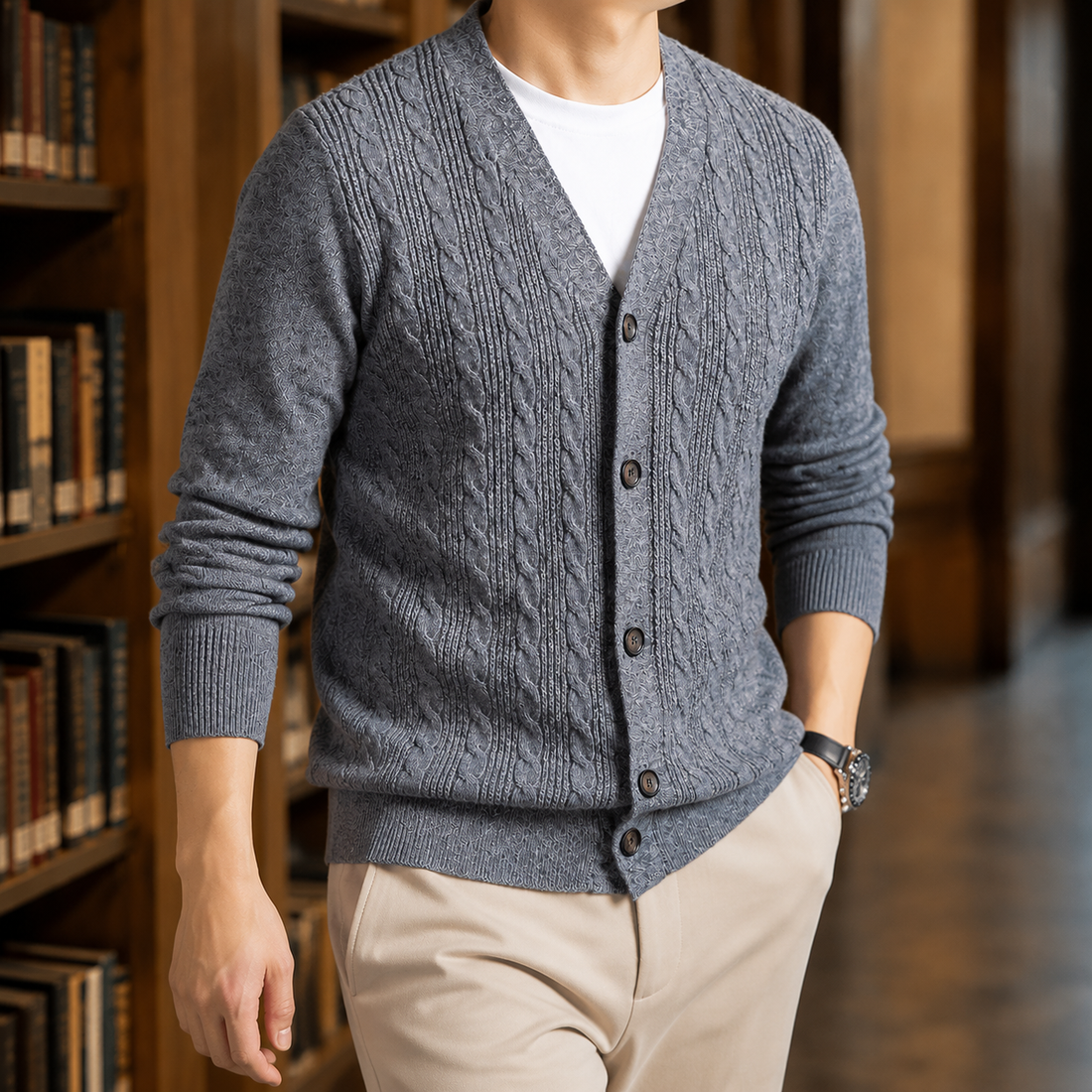 Maxim Cable Knit Sweater - Medium Gray