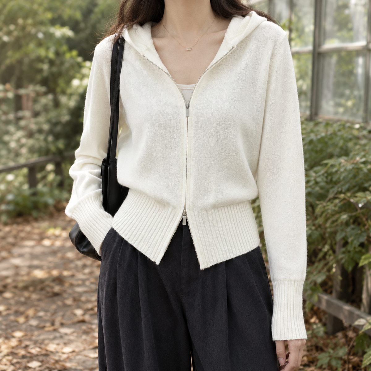 Emily Hooded Cardigan - Milky White