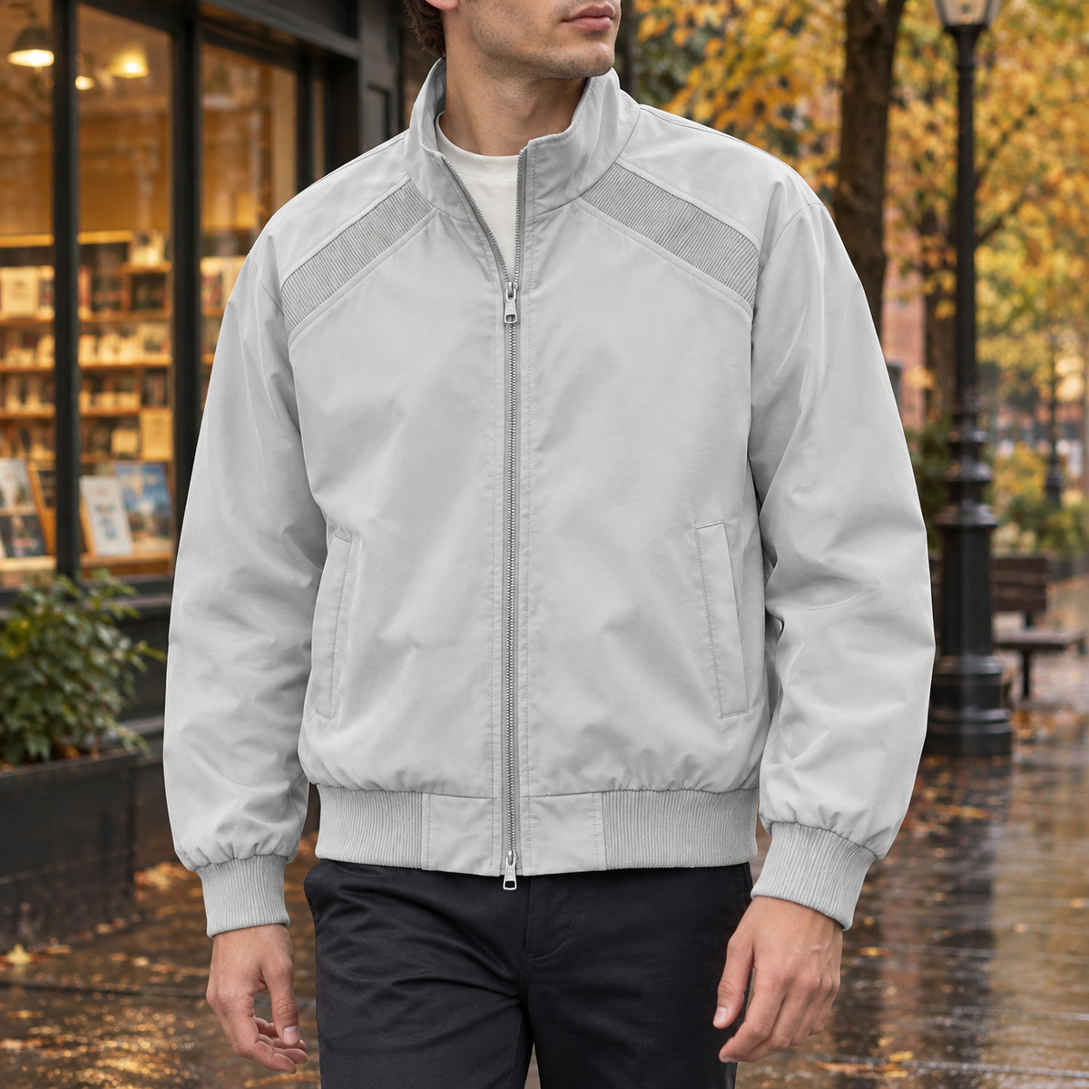 Orion Stand Collar Jacket - Light Gray