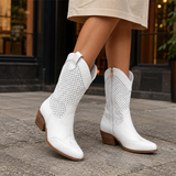 Ravello Leather Cowboy Boots - White