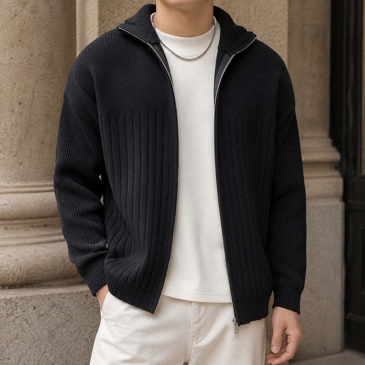 Sterling Ribbed Jacket - Black