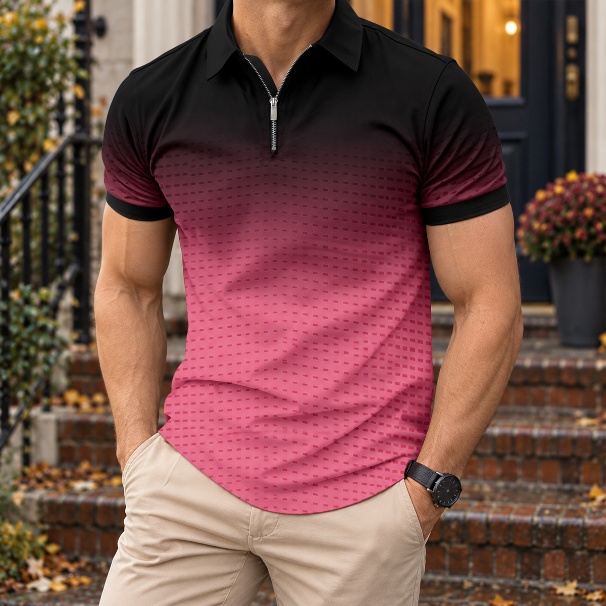 Albin Zip Polo - Pink