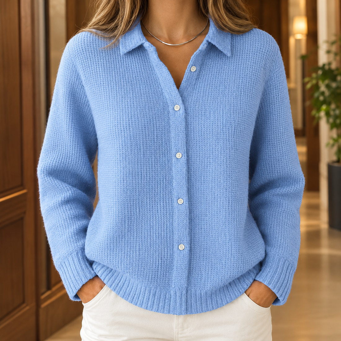 Olympia Collared Sweater - Blue