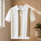 Desmond Zip Knit Polo - White Beige