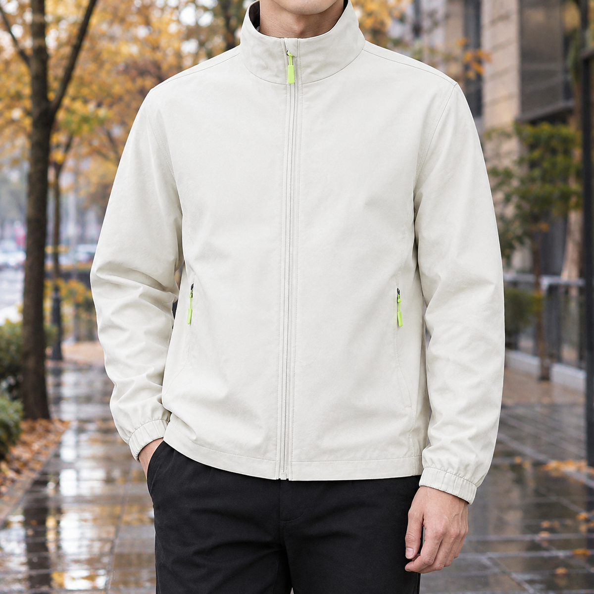Norbert Stand Collar Jacket - A - - Beige