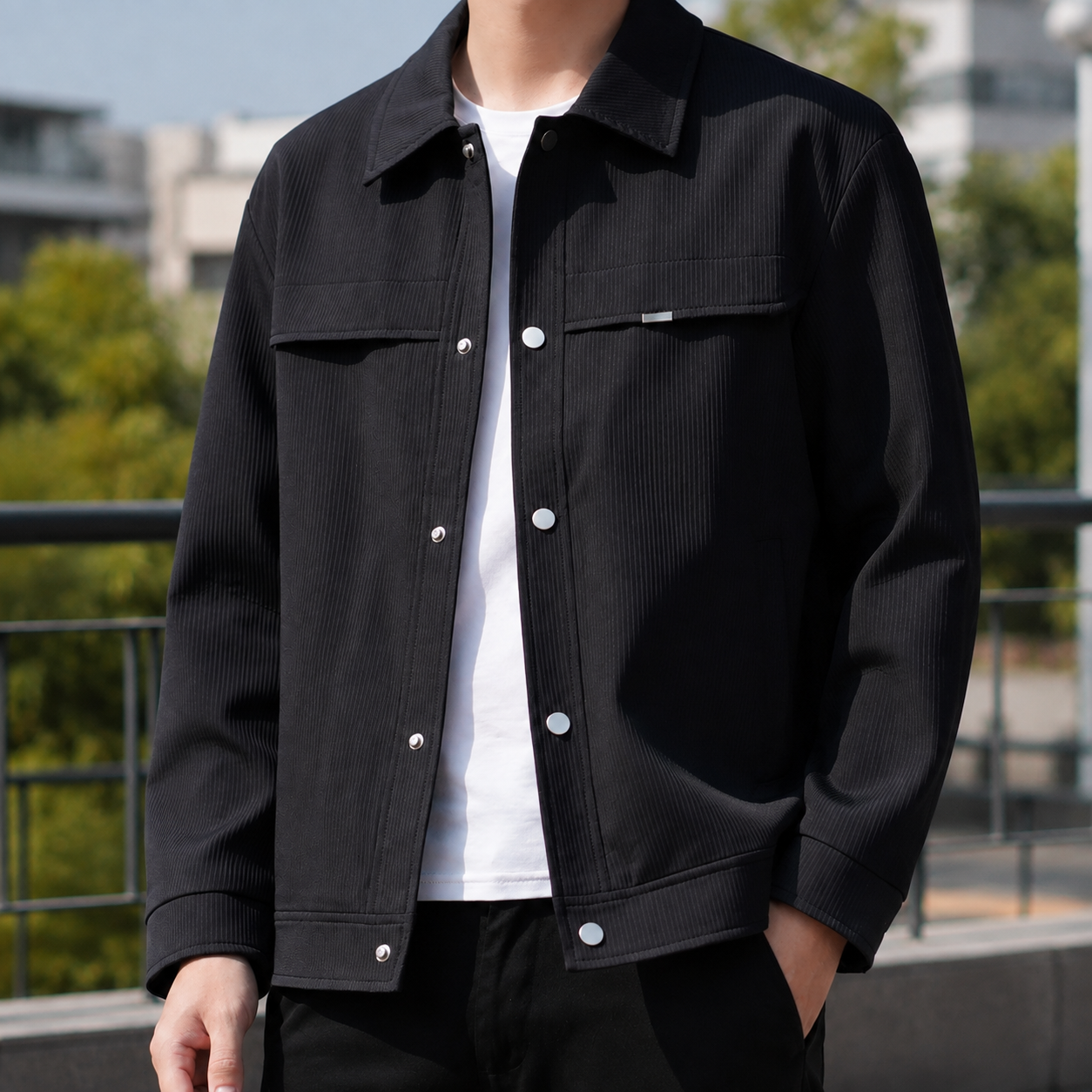 Gabriel Ribbed Jacket - Black
