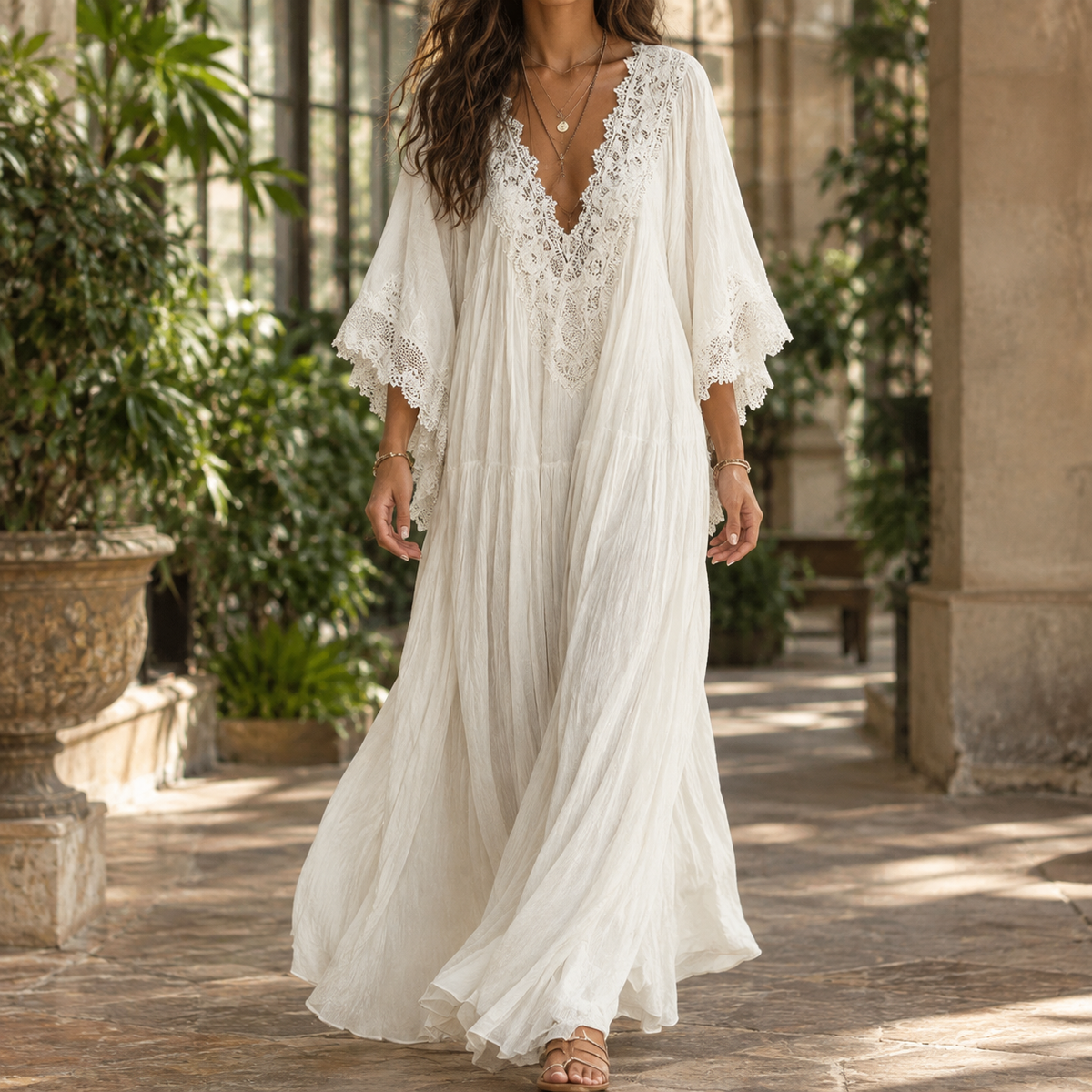 Alina Lace Maxi Dress - White