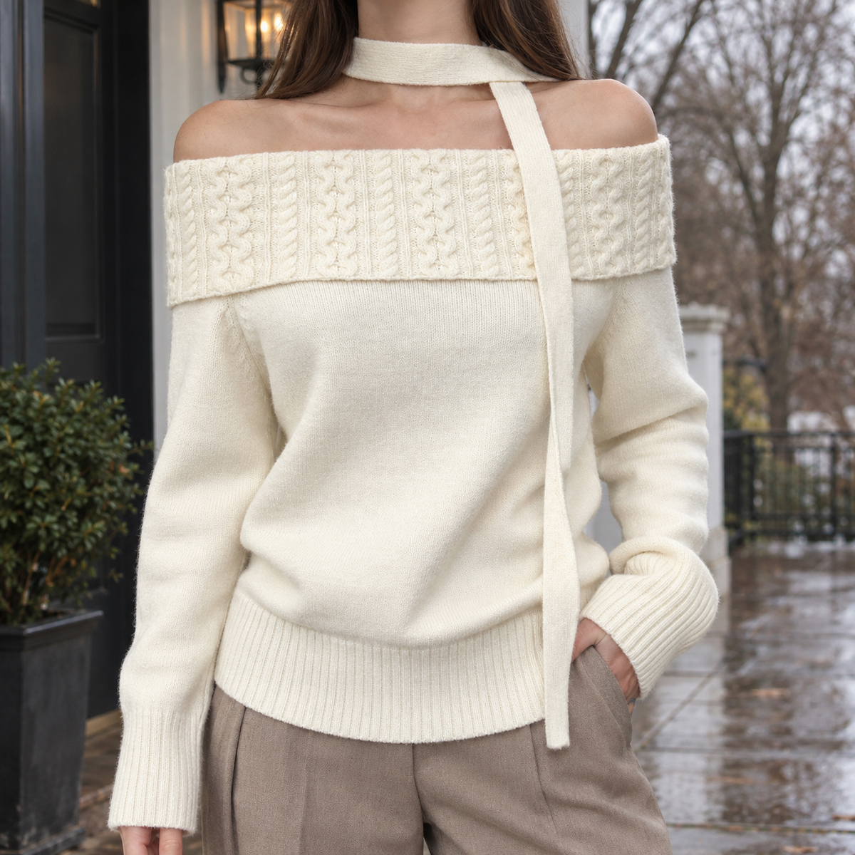 Sasha Off Shoulder Sweater - Off White
