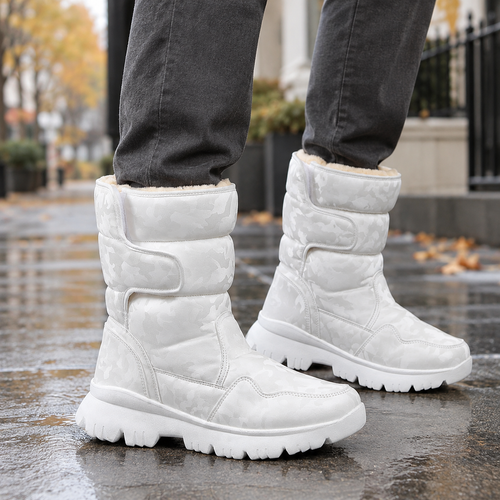 Agrigento Camouflage Snow Boots - Ivory White Camouflage