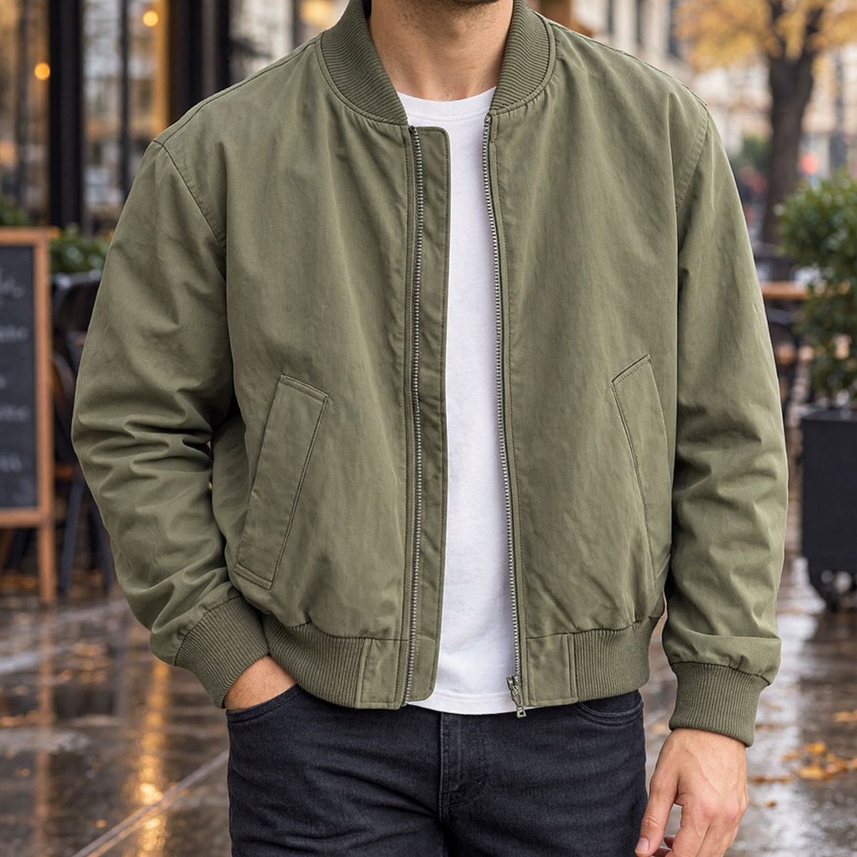 Reece Bomber Jacket - Army Green