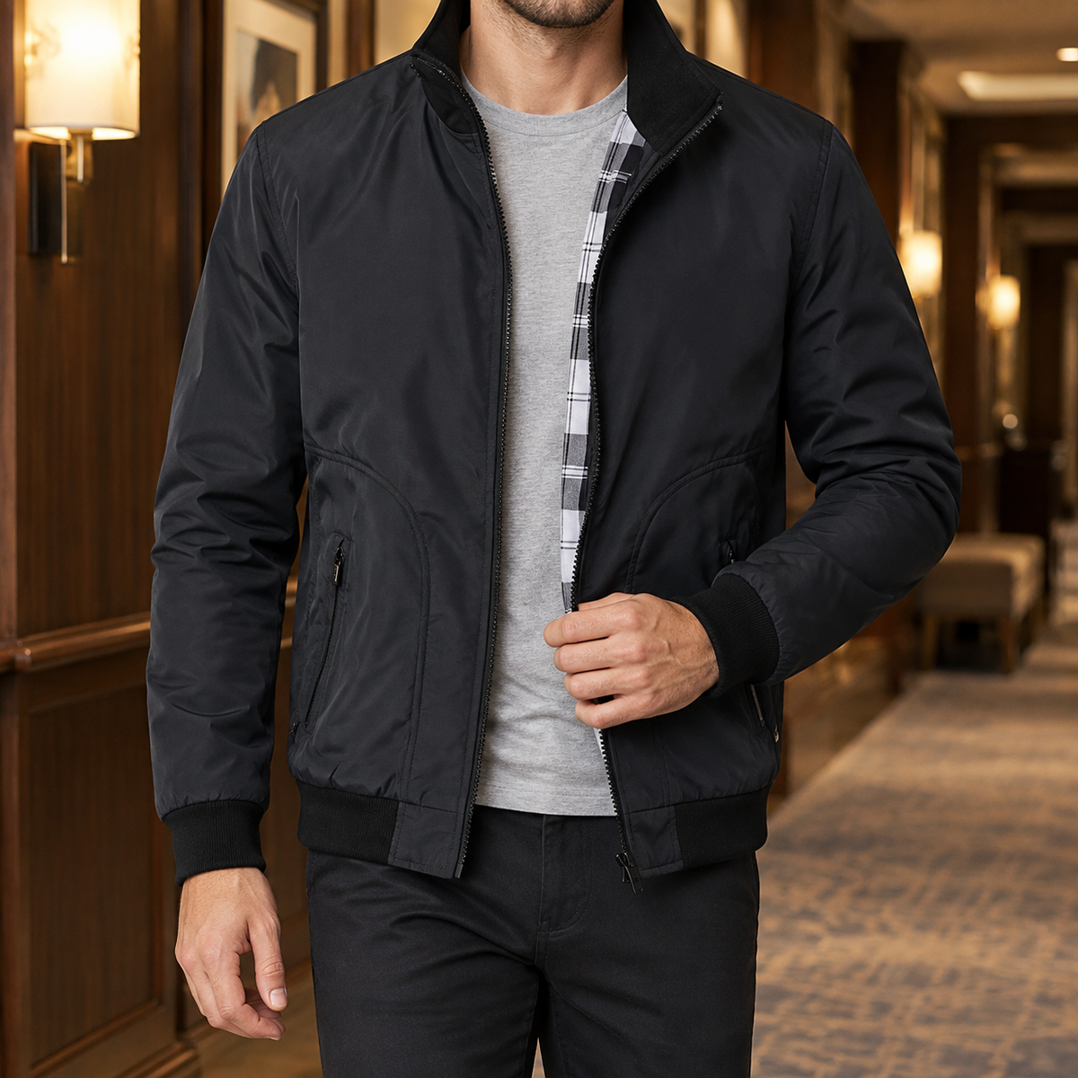Gregoire Stand Collar Jacket - Black