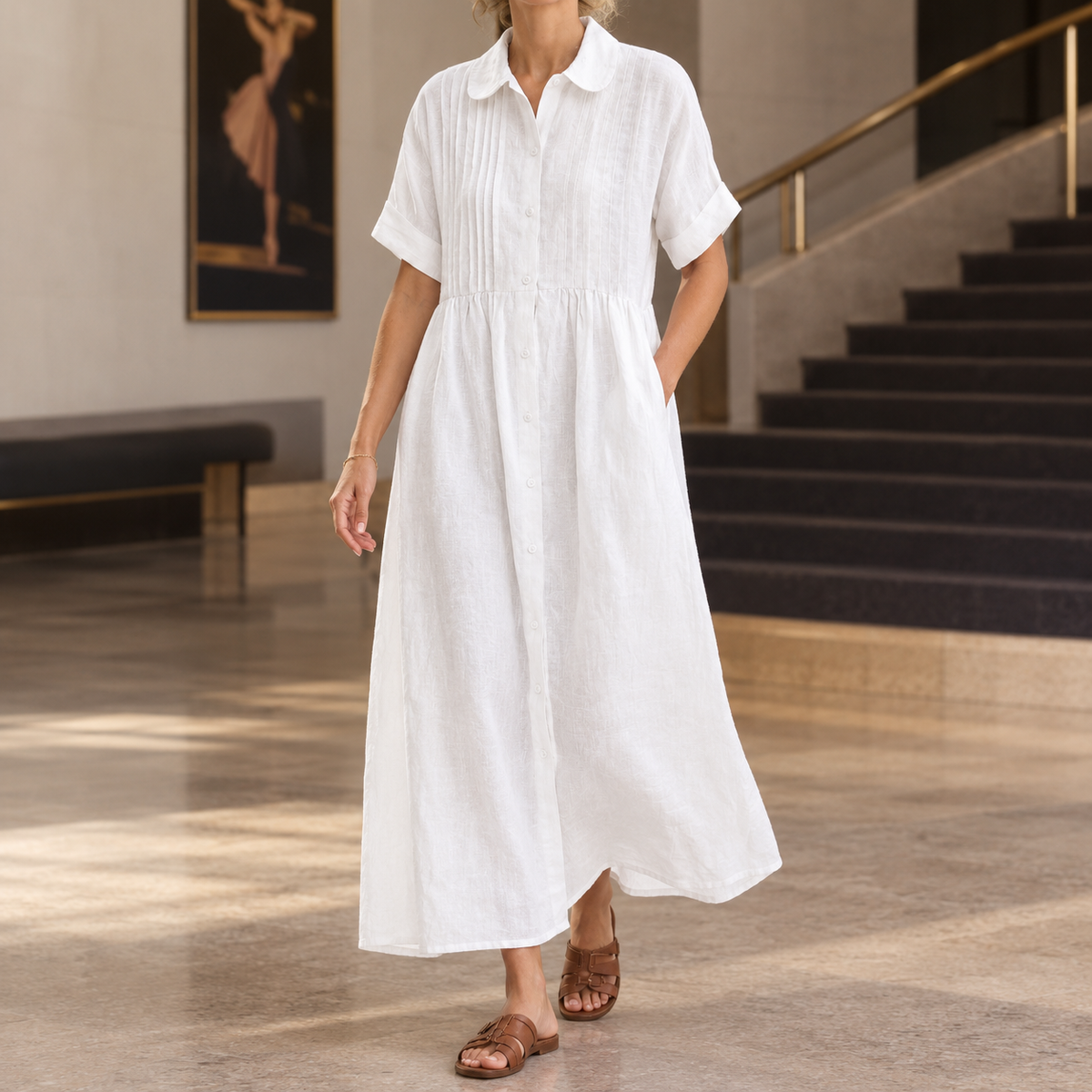 Lydia Cotton Shirt Dress - White
