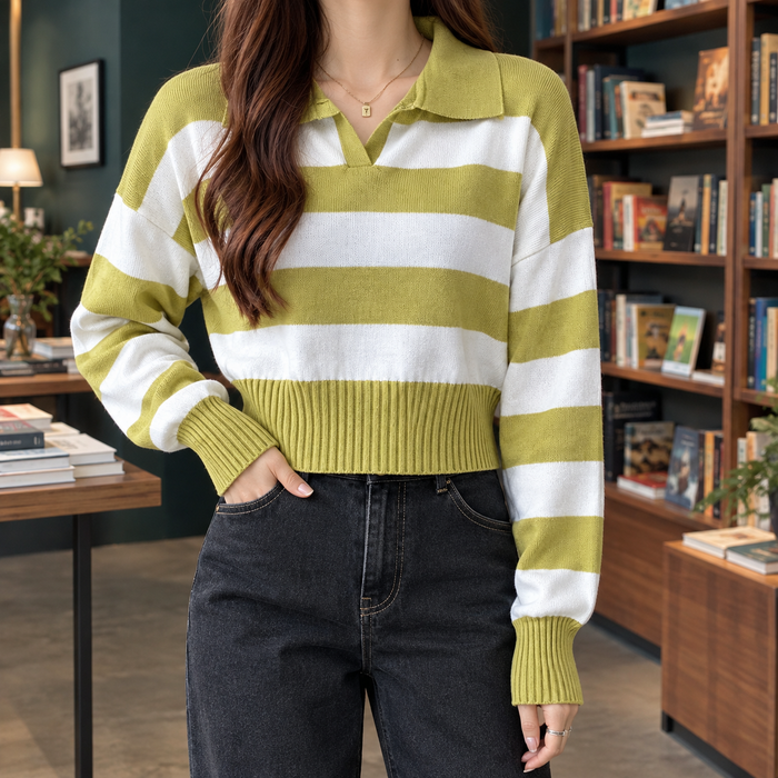 Bella Striped Polo Sweater