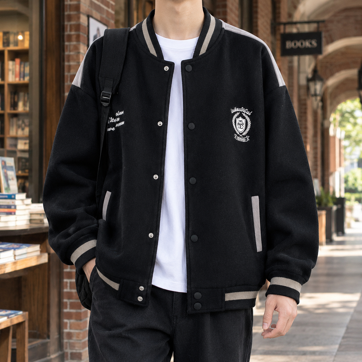 Montague Varsity Jacket - Black Spring Autumn