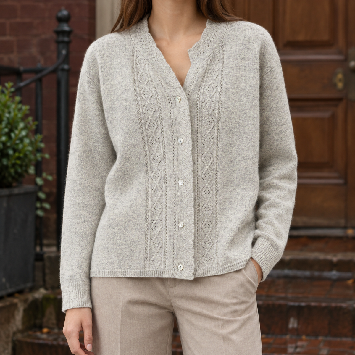 Lorelai Cable Knit Cardigan - Gray
