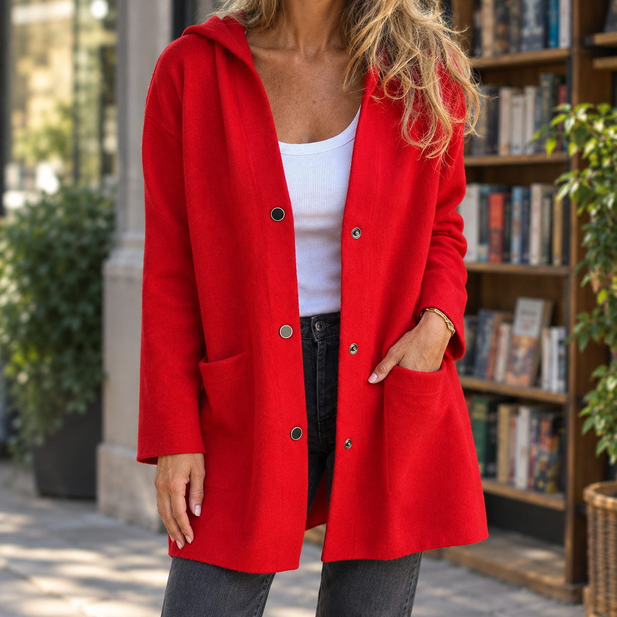 Ingrid Cashmere Cardigan - Red
