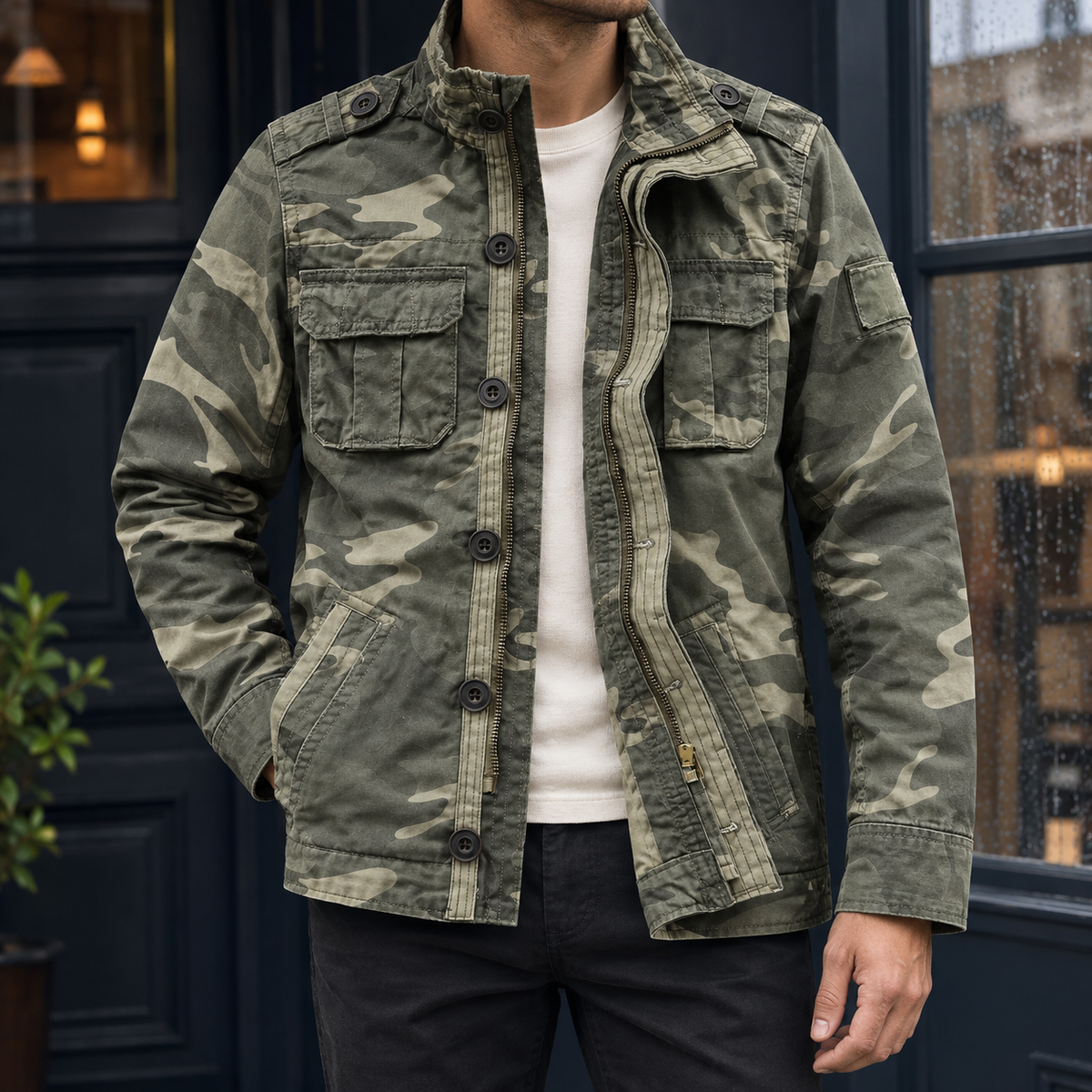 Joseph Utility Jacket - Green Camouflage