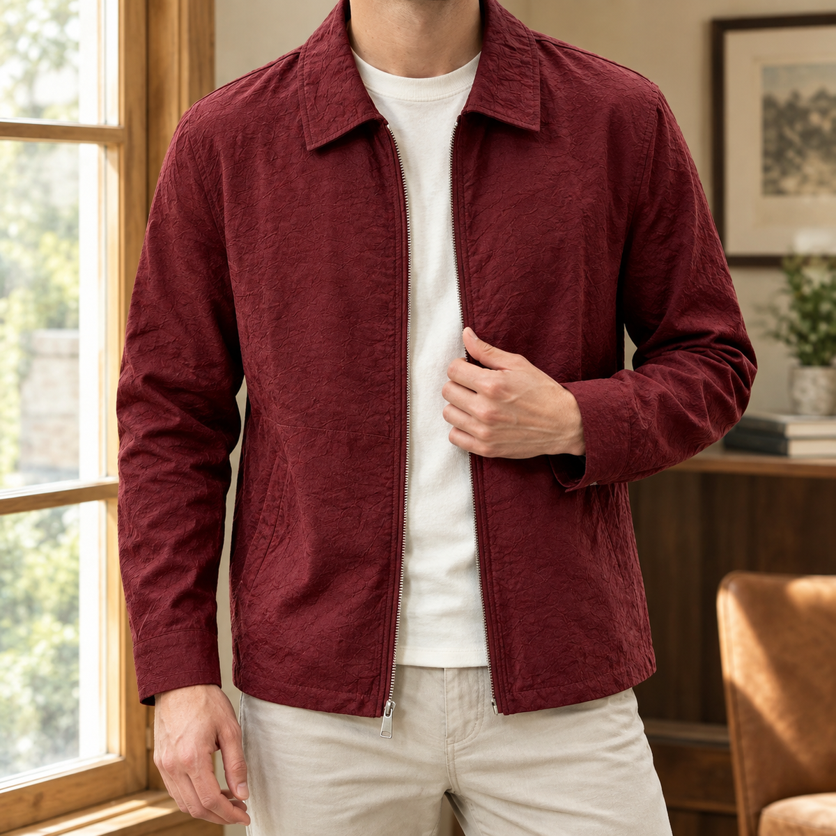 Jonas Textured Jacket - Red