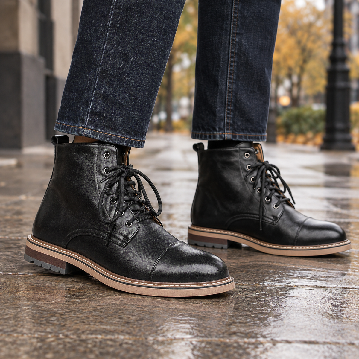Ferrara Lace Up Ankle Boots - Black