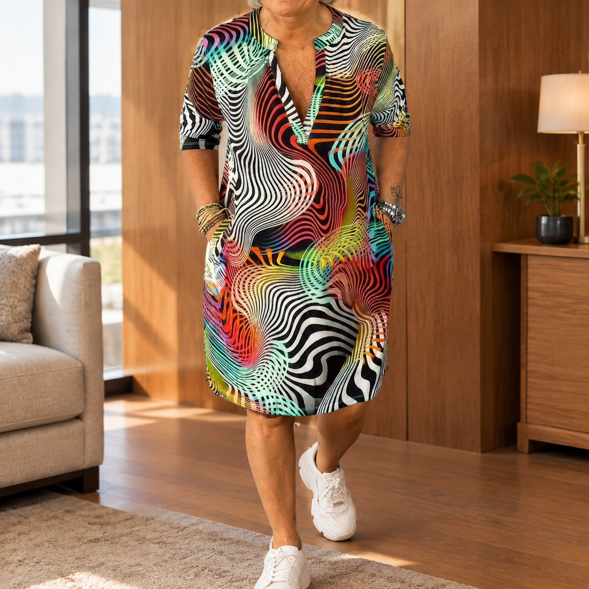 Clara Abstract Shift Dress - Multicolour