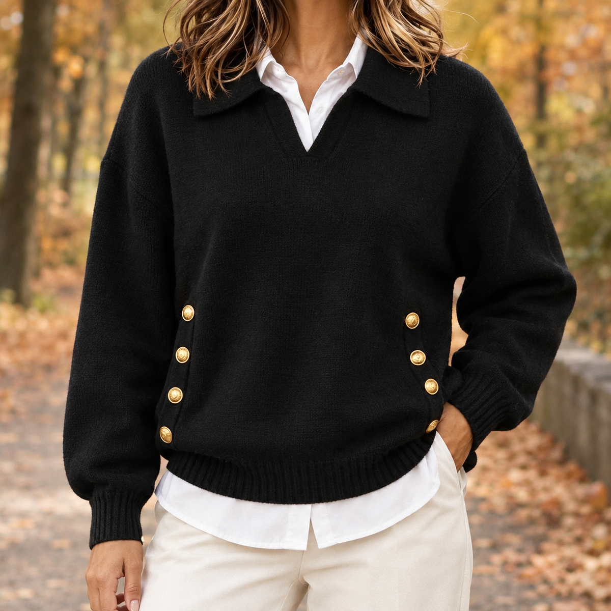 Katia Collared Sweater - Black