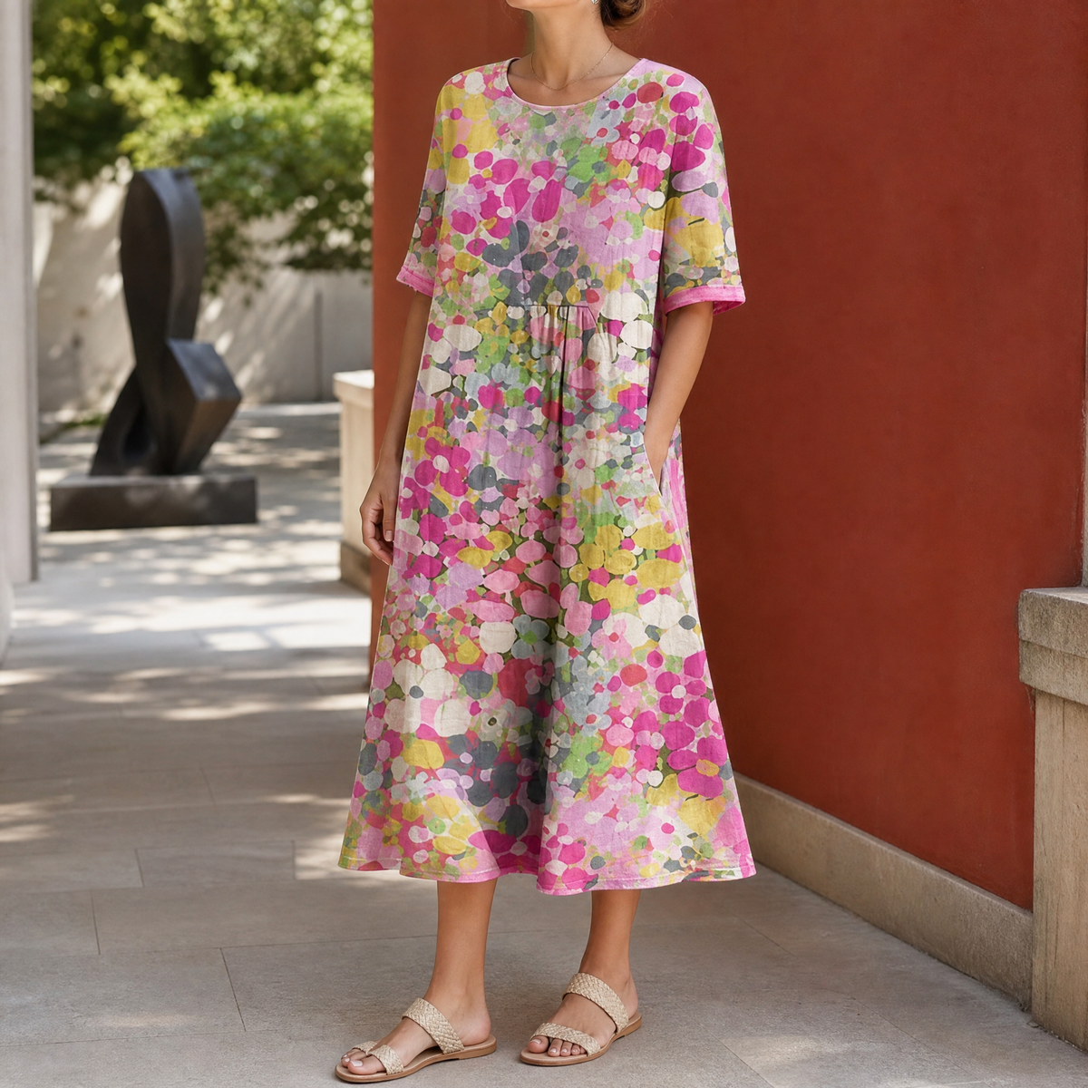 Mina Gathered Midi Dress - Glittery