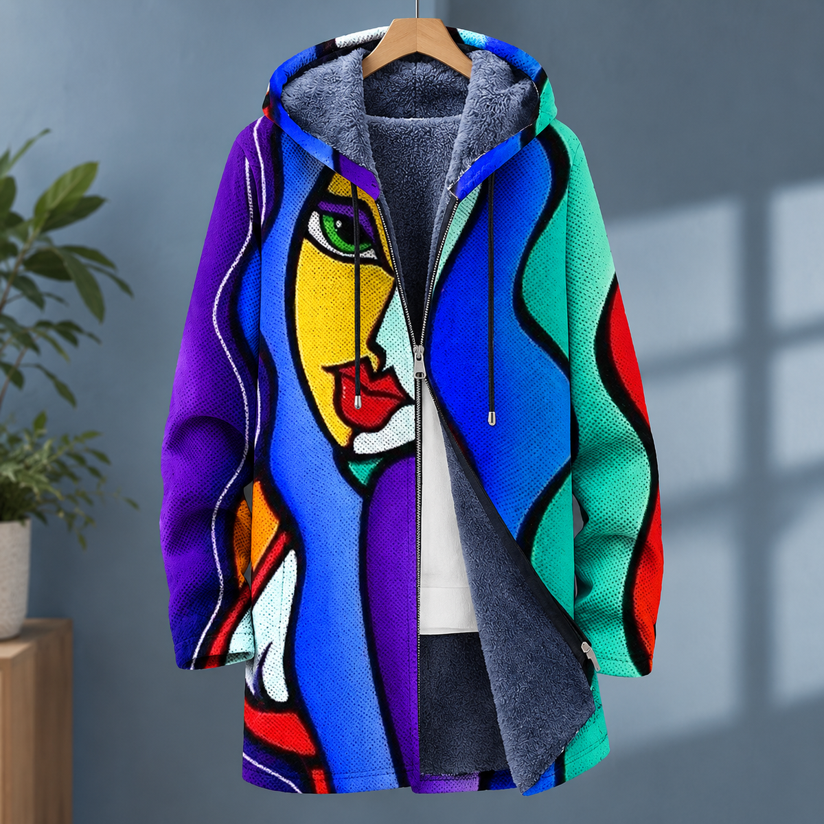 Anders Hooded Cardigan - Blue Multicolor