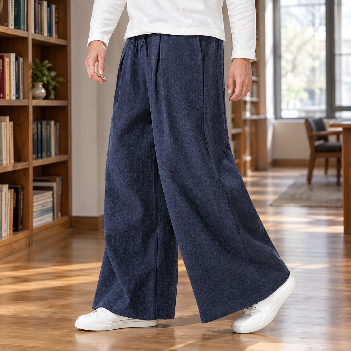 Andrew Wide Leg Pants - Navy Blue