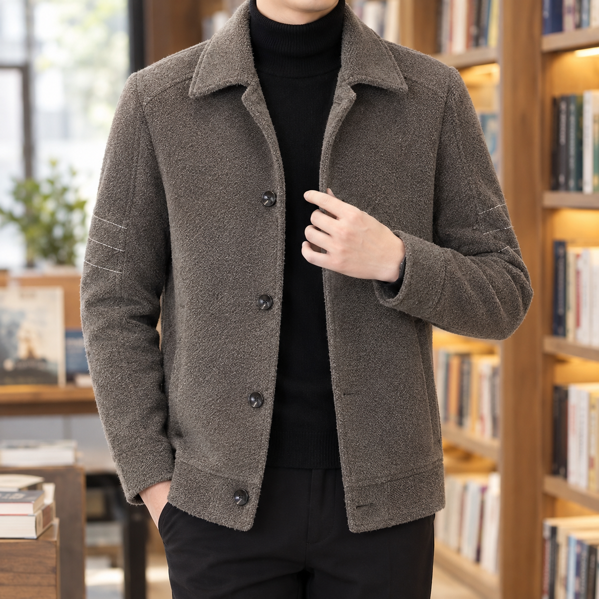 Roland Textured Overshirt - Khaki