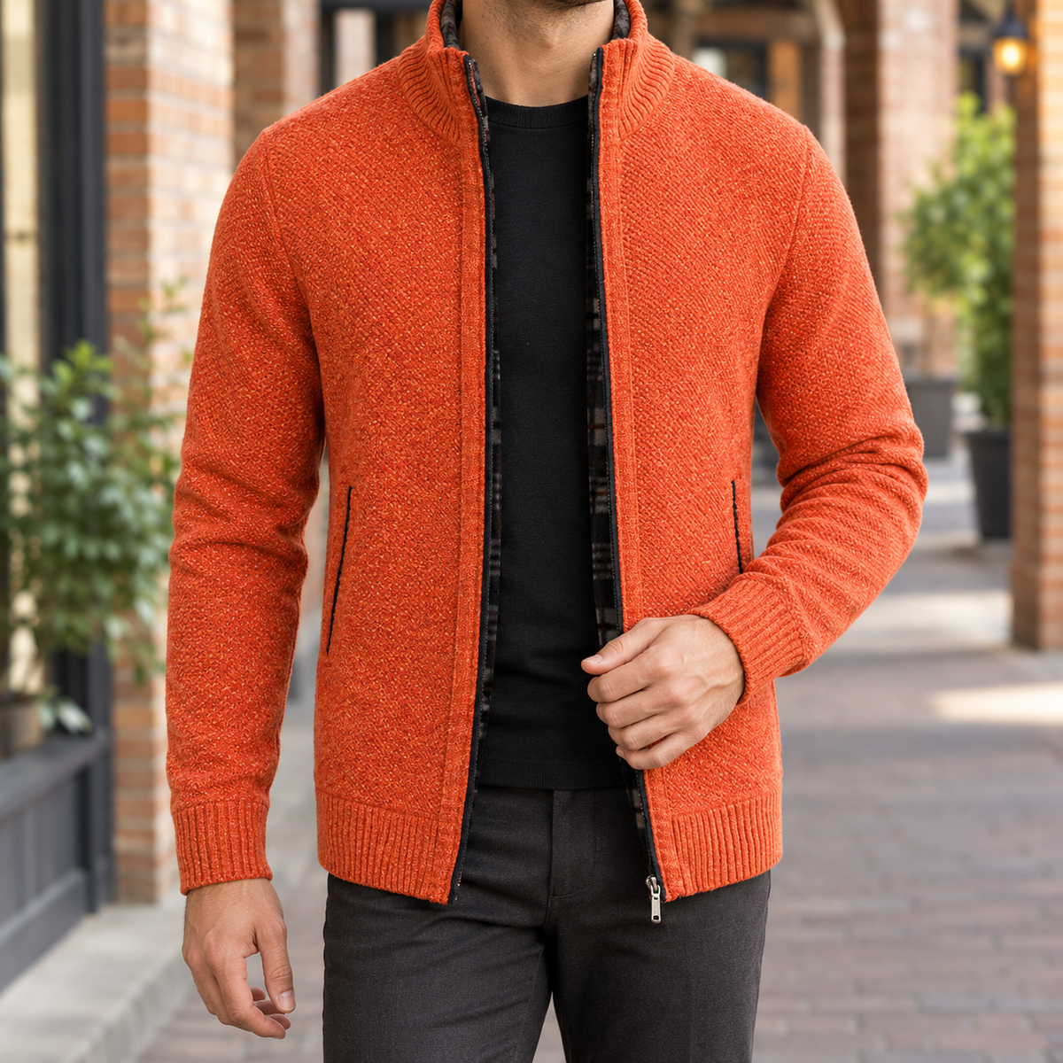 Killian Stand Collar Sweater - Orange