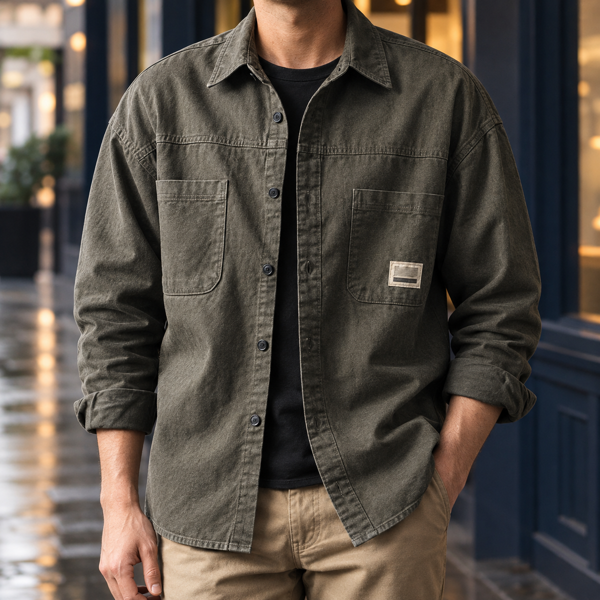 Cuthbert Utility Overshirt - Khaki