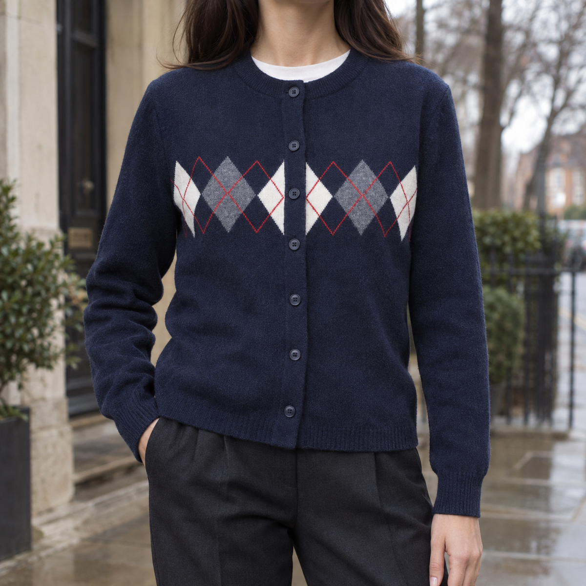 Hallie Argyle Cardigan - Dark Blue