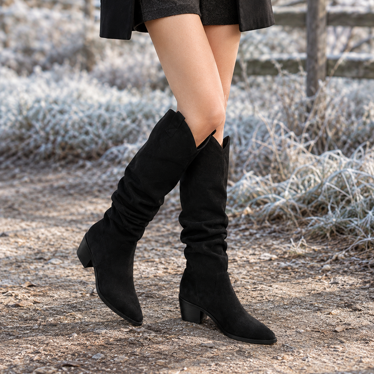 Cuneo Western Slouch Boots - Black