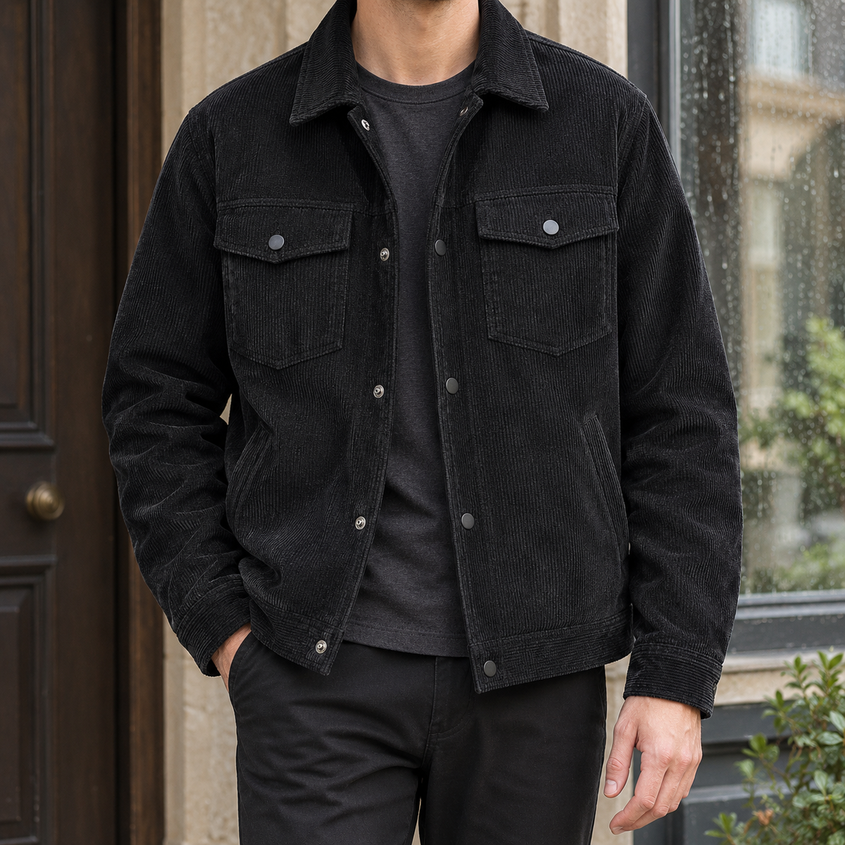 Keith Corduroy Jacket - Black