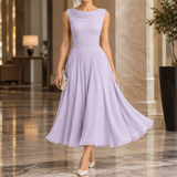 Luna Draped Midi Dress - Purple