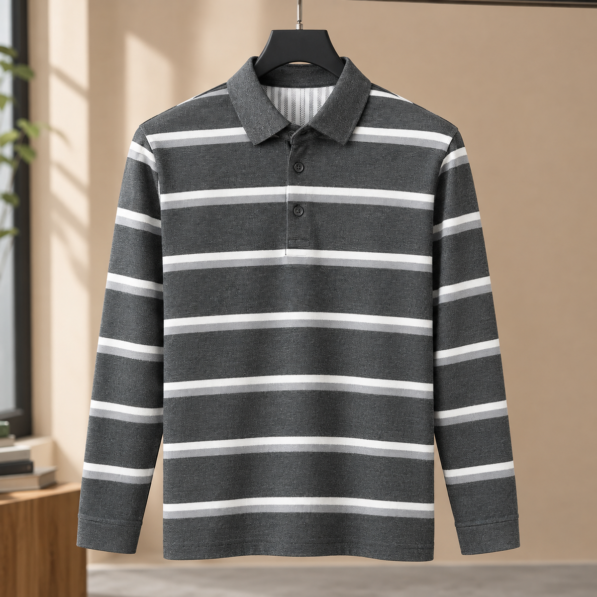 Roderick Striped Polo - Gray