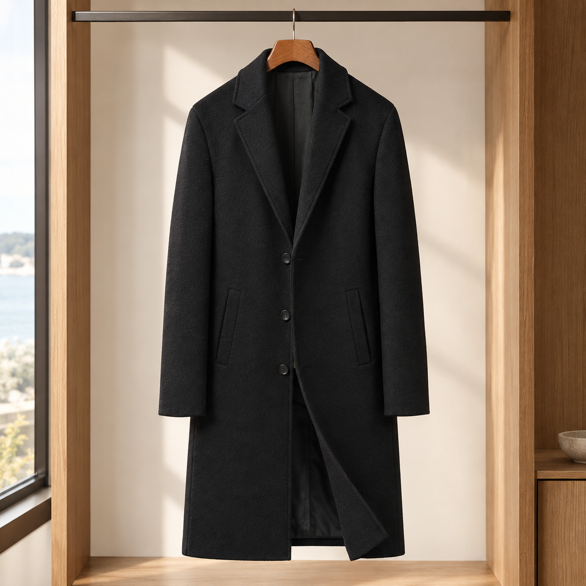 Toby Cashmere Overcoat - Black