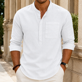 Reuben Stand Collar Shirt - White