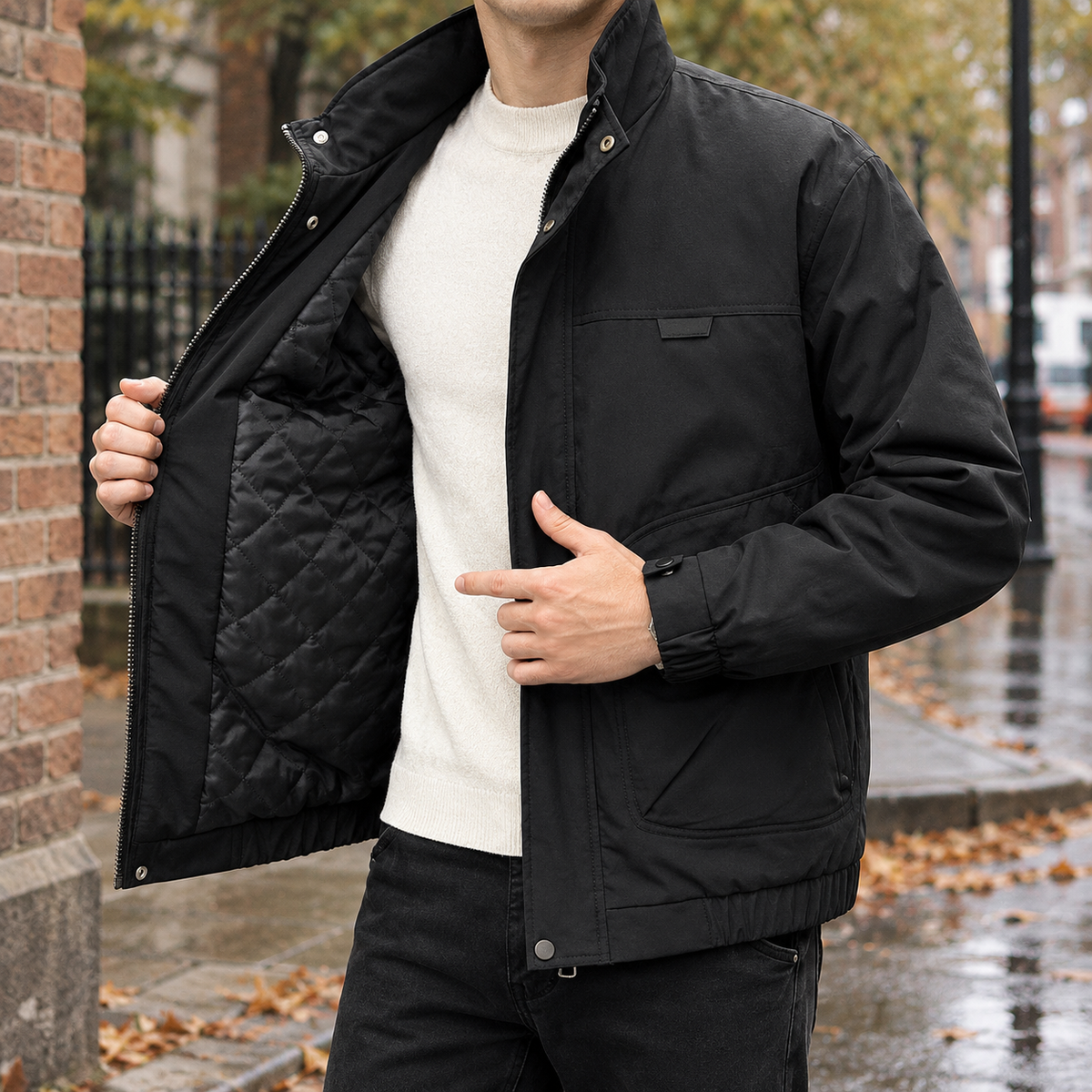 Isaac-West Utility Zip Jacket - Black
