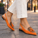 Grimaldi Tassel Slingbacks - Orange And Leopard