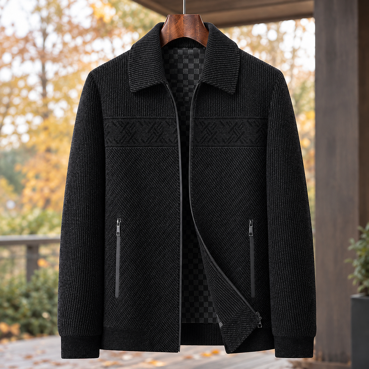 Donovan Textured Jacket - Blue Black