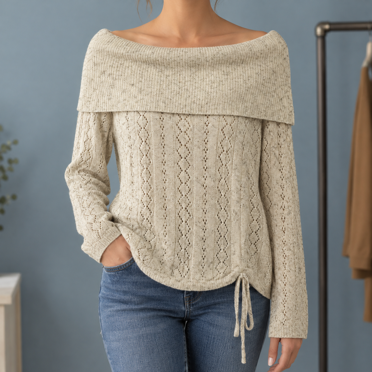 Leocadia Off Shoulder Top - Oatmeal